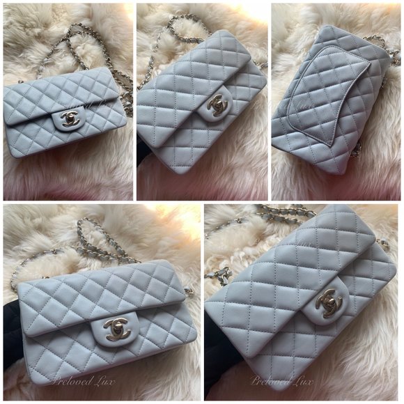 Authentic CHANEL Classic Grey Lambskin Mini Rectangular GHW - Picture 16 of 17